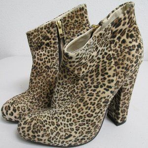 Diba Cheetah Print Fabric Platform Ankle Boots Size7M